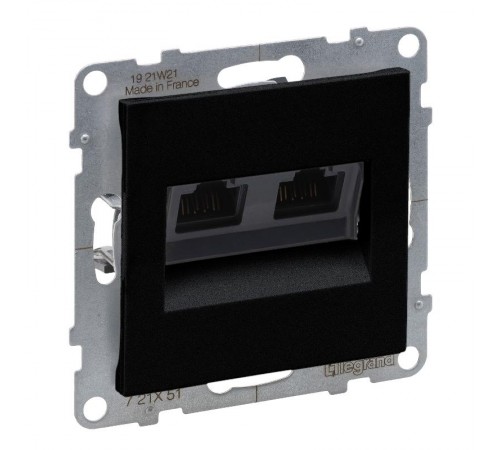 SUNO Информационная розетка двойная RJ45 Кат.5е UTP. Цвет "Антрацит"  721451  Legrand