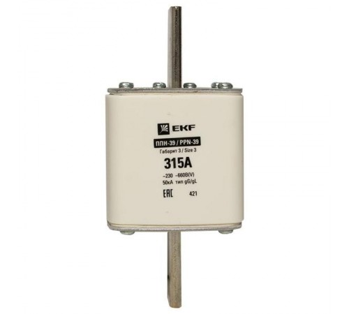 Плавкая вставка ППН-39 630/315А габарит 3  fus-39/630/315  EKF