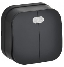 GLORY Выключатель 2-клавишный с индикацией о/у 10А ВС20-2-1-ХЧм черный матовый  EVH21-K02M-10  IEK