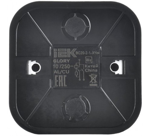 GLORY Выключатель 2-клавишный с индикацией о/у 10А ВС20-2-1-ХЧм черный матовый  EVH21-K02M-10  IEK