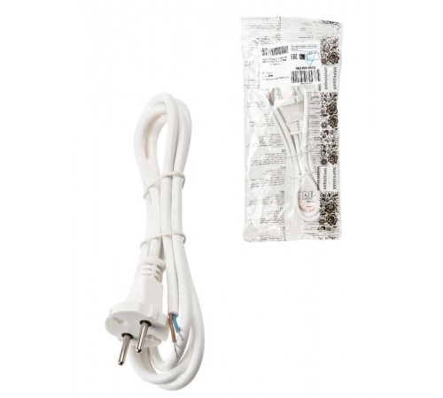 Шнур сетевой с вилкой ПВСмб 2x0,75мм2 3м б/з белый Народный  SQ1305-0572  TDM