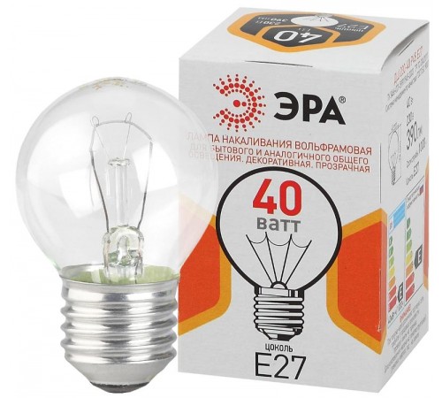 Лампа накаливания ЛОН ДШ (P45) шар 40Вт 230В Е27 цв. упаковка  Б0039137  ЭРА