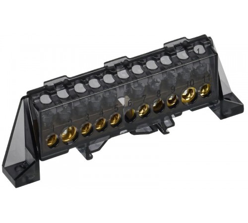 TEKFOR Шина N "ноль" в комбинированном DIN-изоляторе "Стойка" 8х12-(5+5)-Ч  TF-NN20-55-DP-K02  IEK