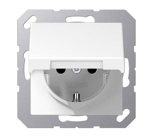 Розетка SCHUKO ударопрочная с крышкой 16А, 250В АС белая  A1520BFKLWW  Jung