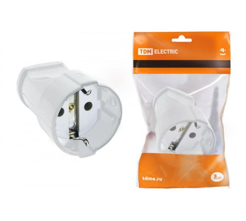 Кабельная розетка 2П+З 16А 250B белая  SQ1806-0131  TDM