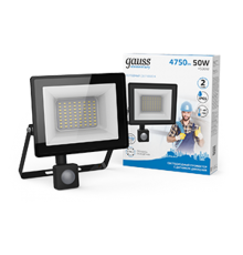 Прожектор светодиодный  Elementary  50W 3500lm IP65 6500К с датчиком движения  628511350  Gauss