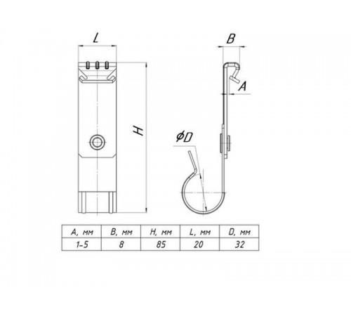 Вертикальный балочный зажим 1-5 мм под трубу 32 мм TDZ  VBZ1-5-T32  EKF
