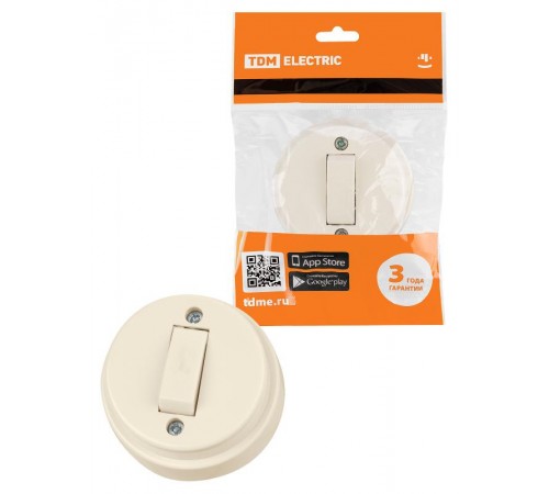 Выключатель 1-кл. открытой установки IP20 10А сл. кость "Ретро"  SQ1806-0507  TDM
