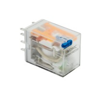 Реле миниатюрное промышленное общего назначения, 2CO, ком. ток 12А, AgSnO2, напряжение 24V DC, опция: тест-кнопка+светодиод+защитный диод  IR-24DC-W2