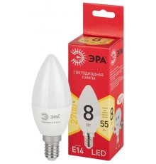 Лампа светодиодная LED B35-8W-827-E14 R (диод, свеча, 8Вт, тепл, E14)  Б0050694  ЭРА