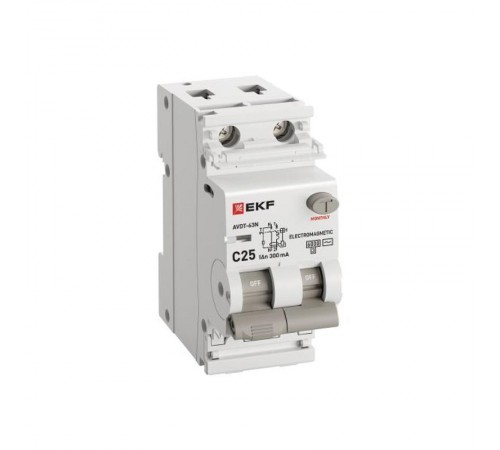 Выключатель автоматический дифференциального тока АВДТ-63N 1P+N 25А 300мА характеристика C тип AC электромеханический 6кА PROXIMA  D63N26M25C300  EK