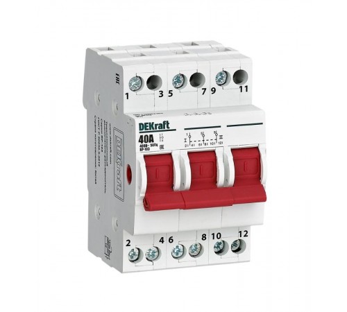 Трехпозиционный выключатель-разъединитель 3P 40A ВР-103  17216DEK  DEKraft
