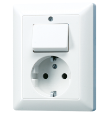 Штепсельная розетка SCHUKO 16A 250V~ с универсальным выключателем; белая  AS5576UWW  Jung