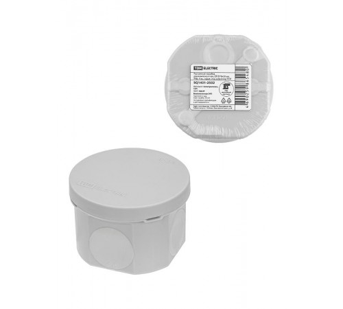 Распаячная коробка, двухкомпонентная, ОП D70х50 мм, IP66, 4 вх., серая, инд. штрихкод  SQ1401-2502  TDM