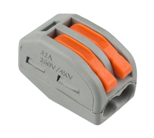 Универсальная клемма 2-проводная, серая (аналог Wago 222-412) (0,08-2,5/4 мм) (50 шт./уп.)  07-5252-4  REXANT