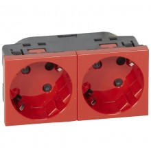 Розетка Mosaic 2Х2К+З нем.ст. с отверстиями под 45 град. с блокировкой  077281  Legrand