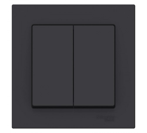 AtlasDesign Карбон Выключатель 2-клавишный сх.5, 10АХ, (в сборе с рамкой)  ATN001052  SE