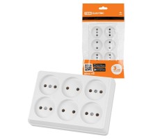 Розетка шестиместная 2П открытой установки IP20 10A белая "Ладога"  SQ1801-0140  TDM