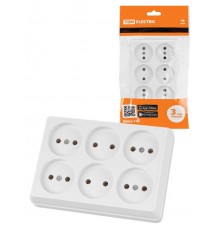 Розетка шестиместная 2П открытой установки IP20 10A белая "Ладога"  SQ1801-0140  TDM