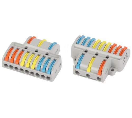 Клемма  NO-225-460 проходная разветвительная 222-4139 с рычагами 3/9 полюсов 0.08-2.5/4 мм2 (упаковка 1 шт.)  Б0067974  ЭРА