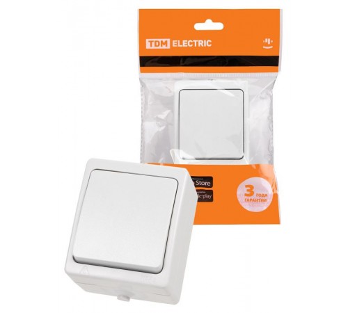 Выключатель 1-кл. открытой установки IP54 10А белый "Вуокса"  SQ1803-1001  TDM