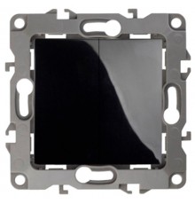 Выключатель двойной 12-1004-06   10АХ-250В, без м.лапок,  чёрный  Б0014656  ЭРА