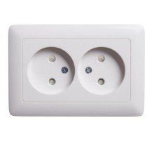 Хит Белый С/У Розетка 2-ая без заземления со шторками, 16А  RS16-230-B  SE