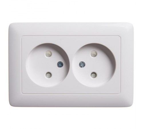 Хит Белый С/У Розетка 2-ая без заземления со шторками, 16А  RS16-230-B  SE