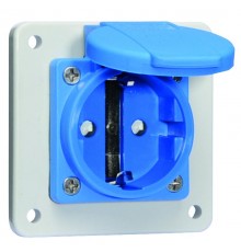 Розетка панельная Schuko фланец 75х75 Schuko IP54 QC 16A 250V синяя + серый фланец I 7110809-Bals I Bals