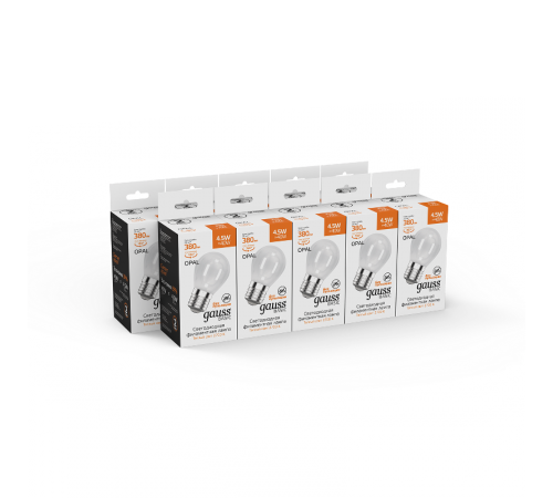 Лампа светодиодная Basic Filament Шар 4,5W 380lm 2700К Е27 milky LED 1/10/50  1055215  Gauss