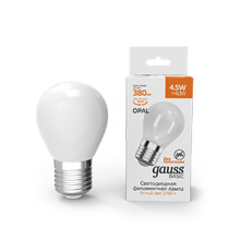Лампа светодиодная Basic Filament Шар 4,5W 380lm 2700К Е27 milky LED 1/10/50  1055215  Gauss