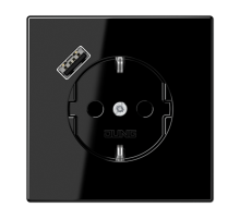 Розетка SCHUKO® с USB-зарядным устройством, тип A; термопласт; черный  LS1520-18ASW  Jung