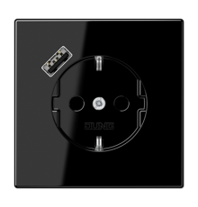 Розетка SCHUKO® с USB-зарядным устройством, тип A; термопласт; черный  LS1520-18ASW  Jung