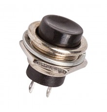 Выключатель-кнопка металл 250V 2А (2с) (ON)-OFF 16.2 черная  36-3350  REXANT