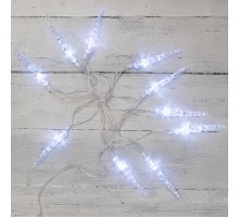 Гирлянда светодиодная Сосульки 1,5 м, 10 LED, прозрачный ПВХ, цвет свечения белый, 2 х АА (батарейки не в комплекте)  303-094  NEON-NIGHT