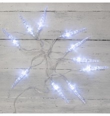 Гирлянда светодиодная Сосульки 1,5 м, 10 LED, прозрачный ПВХ, цвет свечения белый, 2 х АА (батарейки не в комплекте)  303-094  NEON-NIGHT