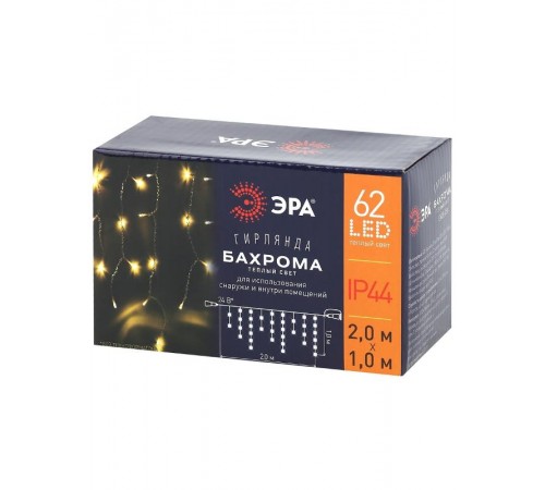 Гирлянда светодиодная  Бахрома 2м*1м теплый свет, ENOB-2B ,  24V, IP44 (80/960)  Б0041907  ЭРА