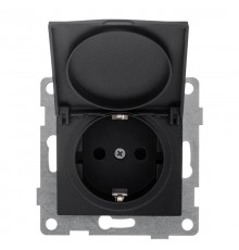 Bravo Розетка 1-ой с/з с з/ш и крышкой, СУ, 16А, 250В, графит  С10Р91-010  GUSI Electric