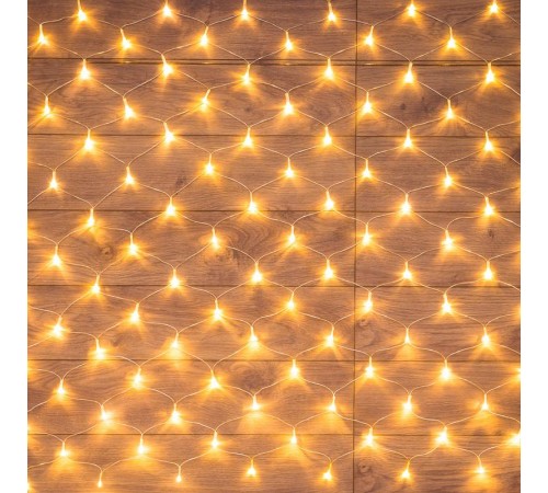 Гирлянда "Сеть" 1,8х1,5м, прозрачный ПВХ, 180 LED ТЕПЛЫЙ БЕЛЫЙ  215-136  NEON-NIGHT
