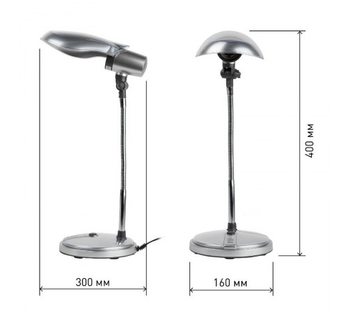 Светильник настольный на основании NE-301 15Вт КЛЛ Е27 серебро  Б0004463  ЭРА