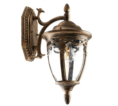 Светильник садово-парковый, 60W 230V IP44 черное золото, PL681 (на стену вниз)  11692  FERON