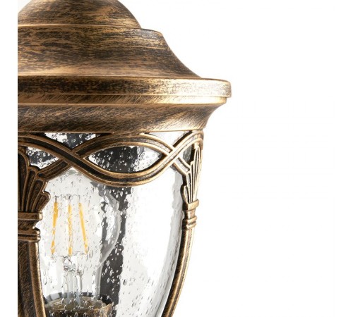 Светильник садово-парковый, 60W 230V IP44 черное золото, PL681 (на стену вниз)  11692  FERON