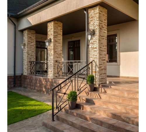 Светильник садово-парковый, 60W 230V IP44 черное золото, PL681 (на стену вниз)  11692  FERON