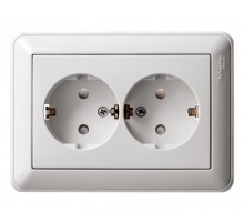 W59 Белый Розетка 2-ая с заземлением с защитными шторками (в сборе)  RS16-255-18  SE