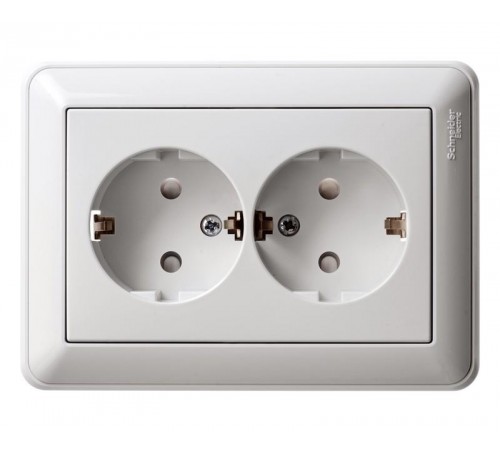 W59 Белый Розетка 2-ая с заземлением с защитными шторками (в сборе)  RS16-255-18  SE