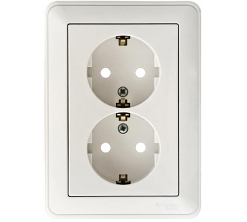 W59 Белый Розетка 2-ая с заземлением с защитными шторками (в сборе)  RS16-255-18  SE