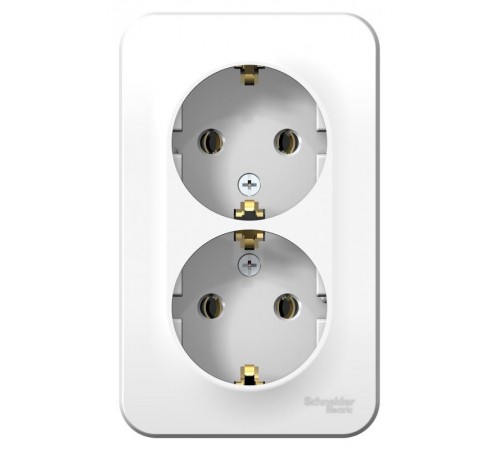 Blanca Белый О/У с изолирующей пластиной Розетка 2-ая с заземлением без шторок 16А, 250В  BLNRA010211  SE