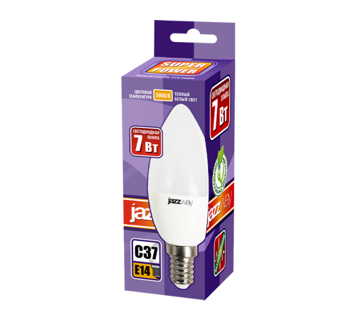 Лампа светодиодная LED 7Вт E14 220В 3000К PLED- SP C37 свеча  1027818-2  Jazzway