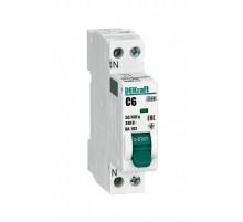 Автоматический выключатель одноролюсный ВА-103(1+N) 6А C  4,5кА  12400DEK  DEKraft