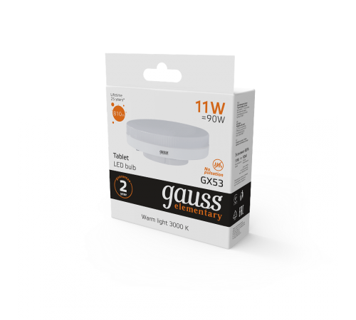 Лампа светодиодная LED 11Вт GX53 220В 2700К Elementary  83811  Gauss